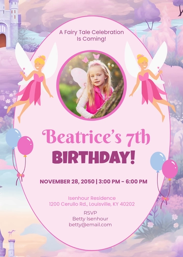 Simple Fairy Girl Birthday Invitation Template - Edit Online & Download