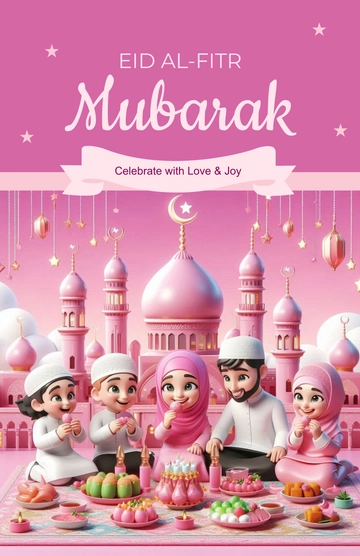 Stylish Pink Eid Al-Fitr Poster Template - Edit Online & Download