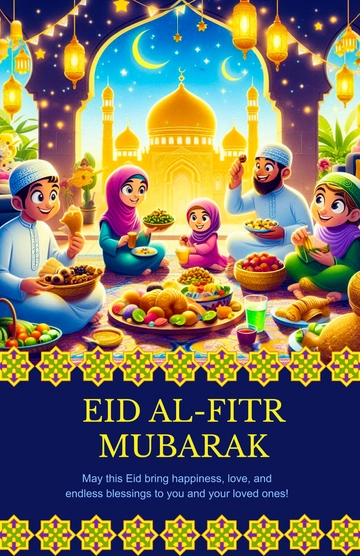 Colorful Eid Al-Fitr Artwork Poster Template - Edit Online & Download