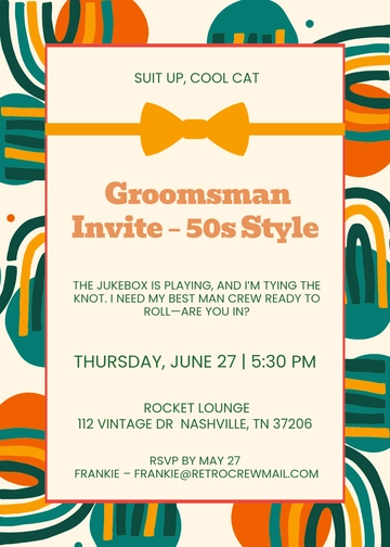50s Era Groomsman Invitation Template - Edit Online & Download