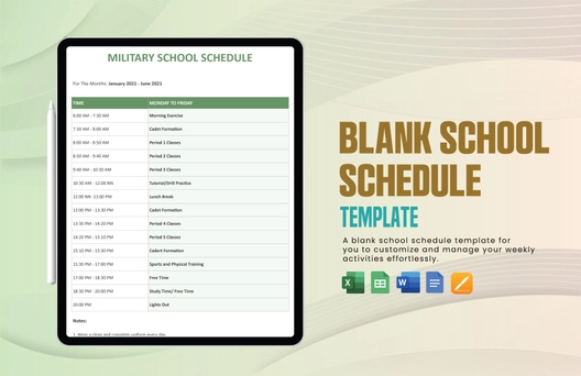 Blank School Schedule Template