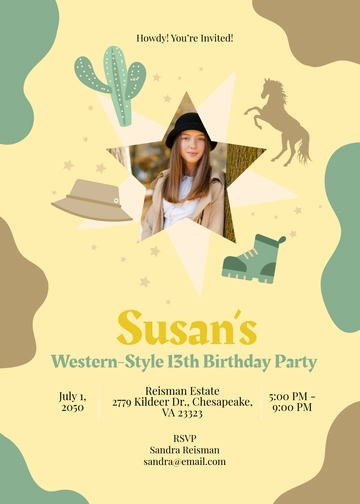 Western Girl Birthday Invitation Template - Edit Online & Download