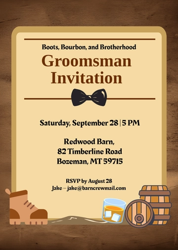 Rustic Groomsman Invitation Template - Edit Online & Download