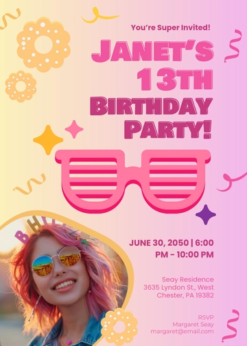Modern Preppy Girl Birthday Invitation Template - Edit Online & Download