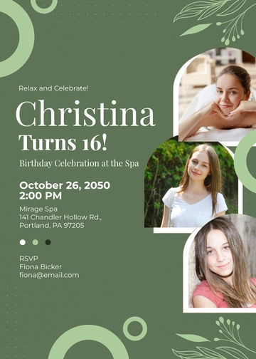 Professional Girl Spa Birthday Invitation Template - Edit Online & Download