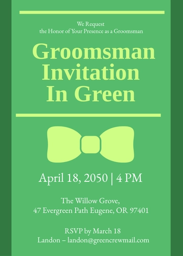 Green Groomsman Invitation Template - Edit Online & Download