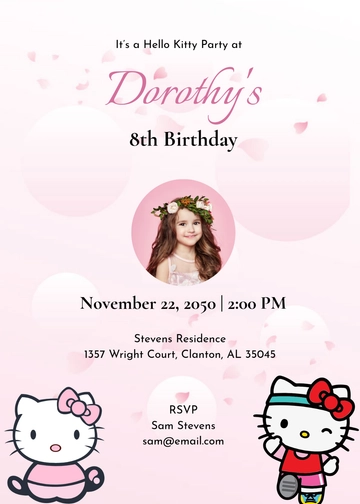 Pink Hello Kitty Girl Invitation Template - Edit Online & Download