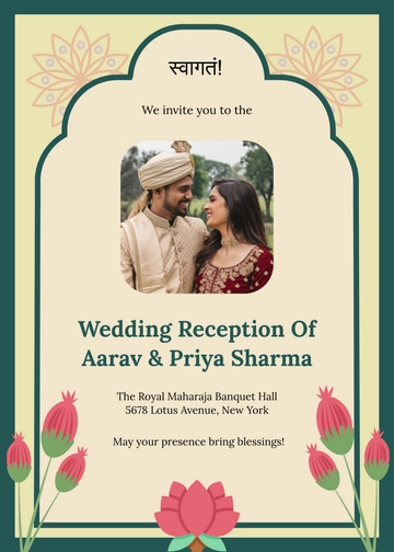 Indian Reception Invitation Template - Edit Online & Download