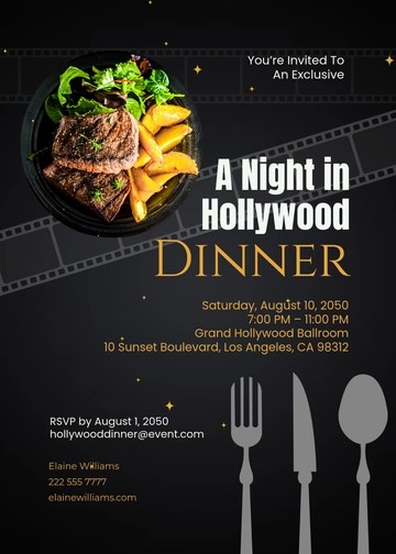 Hollywood Dinner Invitation Template - Edit Online & Download