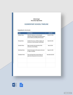 Elementary School Timeline Template