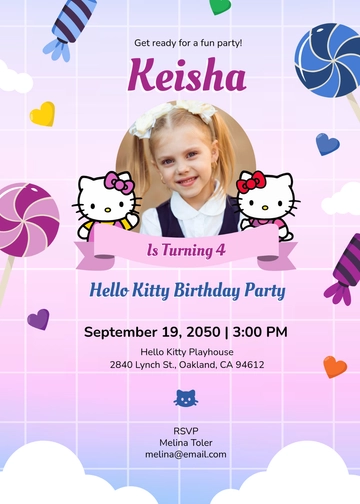 Colorful Hello Kitty Kids Invitation Template - Edit Online & Download