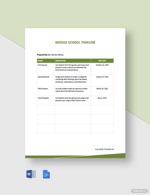 Blank Middle School Timeline Template