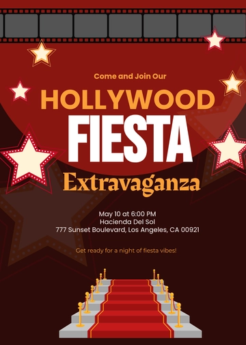 Aesthetic Hollywood Fiesta Invitation Template - Edit Online & Download