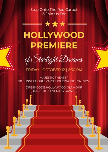 Hollywood Premiere Invitation Template - Edit Online & Download