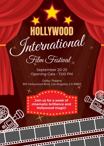 Hollywood Film Festival Invitation Template - Edit Online & Download