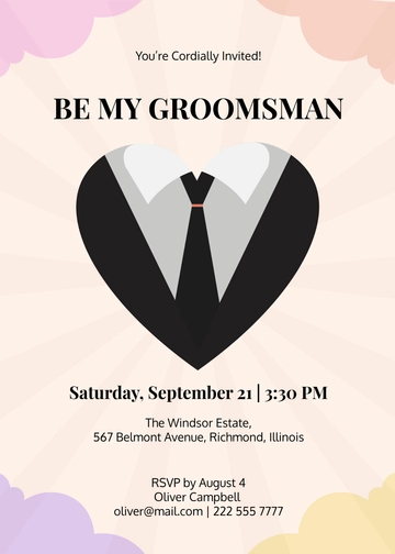 Colorful Groomsman's Heart Invitation Template - Edit Online & Download