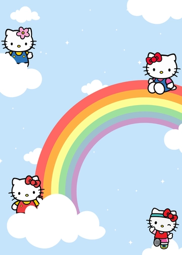 Rainbow Background Hello Kitty Invitation Template - Edit Online & Download