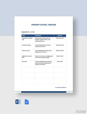 Basic Primary School Timeline Template