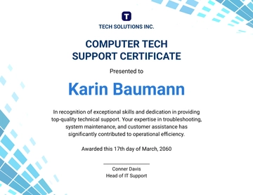Computer Tech Support Certificate Template - Edit Online & Download