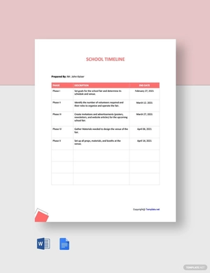 Simple School Timeline Template