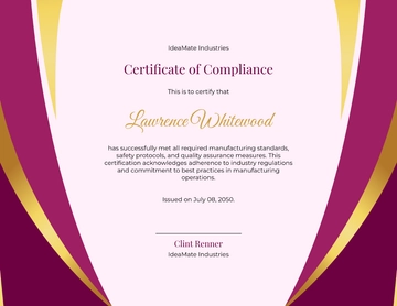 Free Certfiicate of Compliance for Manufacturing Template to Edit Online