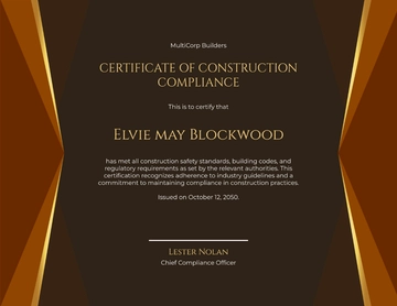 Construction Compliance Certificate Template - Edit Online & Download