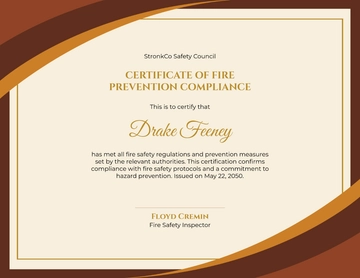 Free Fire Prevention Compliance Certificate Template to Edit Online
