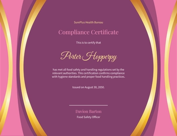 Free Food Handling Compliance Certification Template to Edit Online
