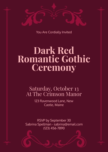Dark Red Romantic Gothic Invitation Template - Edit Online & Download