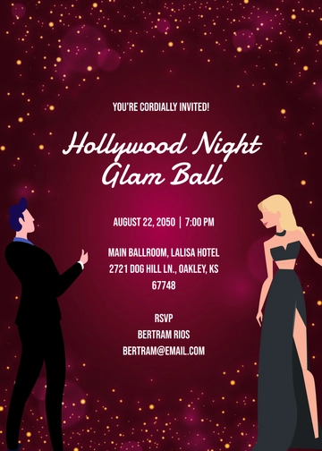Hollywood Glam Ball Invitation Template - Edit Online & Download