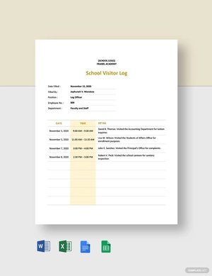 School Visitor Log Template