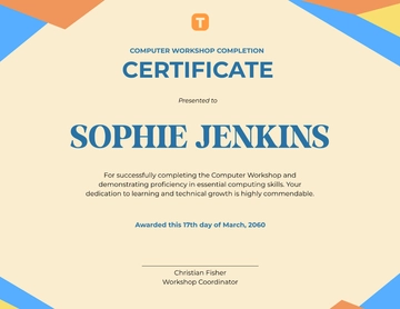 Computer Workshop Completion Certificate Template - Edit Online & Download
