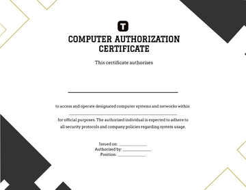 Blank Computer Authorization Certificate Template - Edit Online & Download