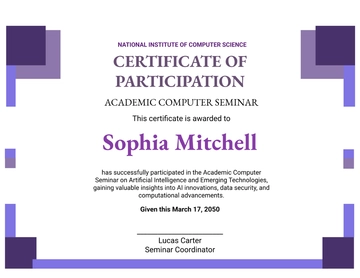 Academic Computer Seminar Certificate Template - Edit Online & Download