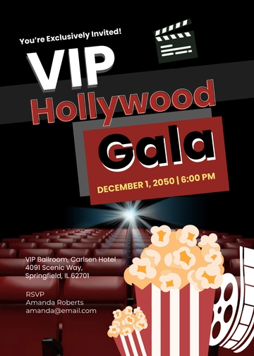 Hollywood VIP Invitation Template - Edit Online & Download