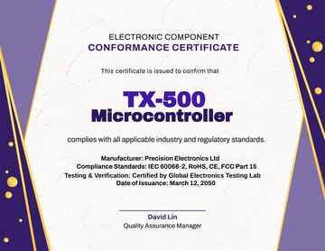 Electronic Component Certificate of Conformance Template - Edit Online & Download