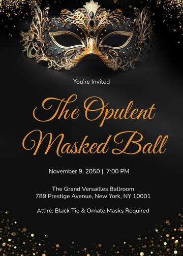 Glitter Masquerade Invitation Template - Edit Online & Download