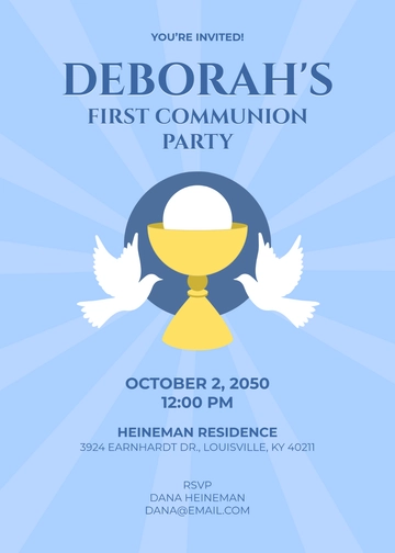 Creative First Communion Party Invitation Template - Edit Online & Download