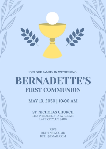 Modern Catholic First Communion Invitation Template - Edit Online & Download