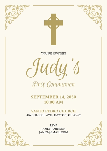Cross First Communion Invitation Template - Edit Online & Download