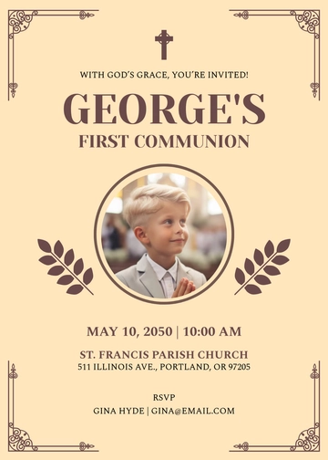 Vintage First Communion Invitation Design Template - Edit Online & Download