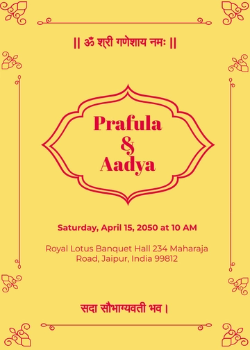 Hindu Marriage Invitation Template - Edit Online & Download