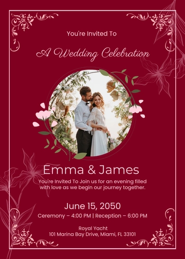 Burgundy Marriage Invitation Template - Edit Online & Download