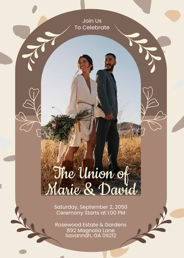 Brown and Beige Boho Marriage Invitation Template - Edit Online & Download