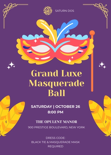 Luxury Masquerade Invitation Template - Edit Online & Download