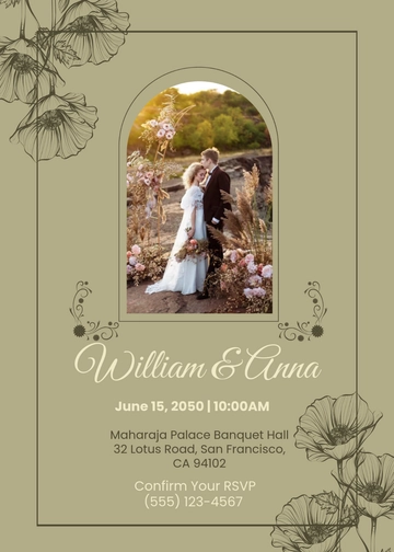 Sage Green Marriage Invitation Template - Edit Online & Download