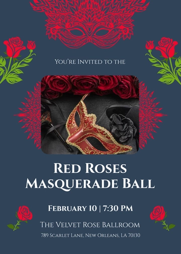 Red Roses Masquerade Invitation Template - Edit Online & Download