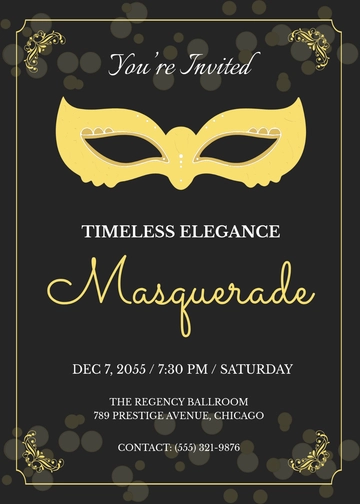 Classy Masquerade Invitation Template - Edit Online & Download