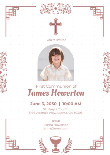 Traditional First Communion Invitation Template - Edit Online & Download