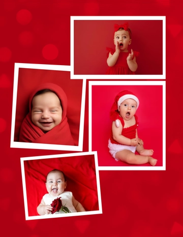 Red Baby Photo Collage Template - Edit Online | Template.net